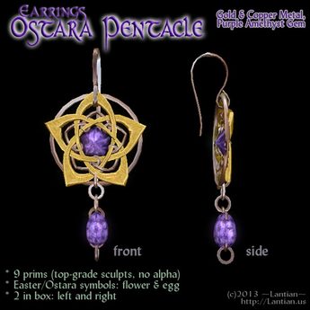 Second Life Marketplace - ~LanTN~Earrings: Ostara Pentacle, Copper ...