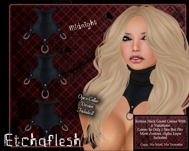 [Etchaflesh] Midnight Kalima Neck Corset Set *RIGGED MESH*