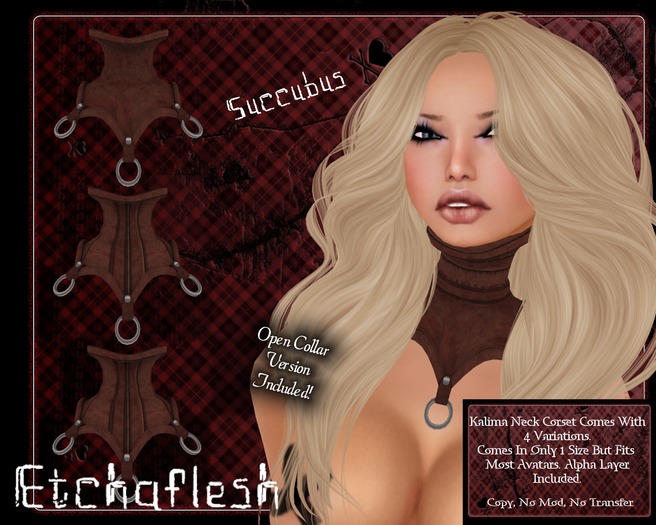[Etchaflesh] Succubus Kalima Neck Corset Set *RIGGED MESH*