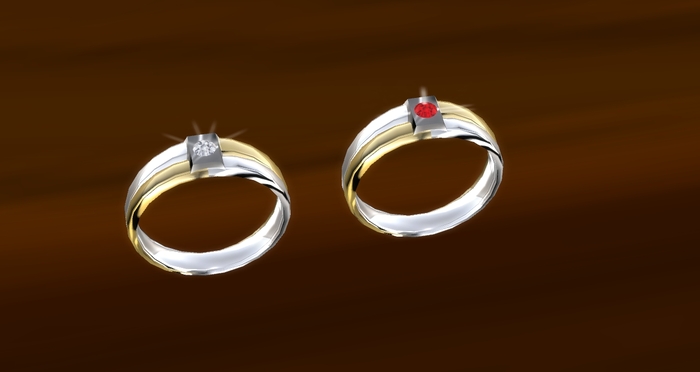 TM Mens Gold Silver Round-Cut Diamond Split Right-Hand Ring - Gem Color Change - Resize Menu