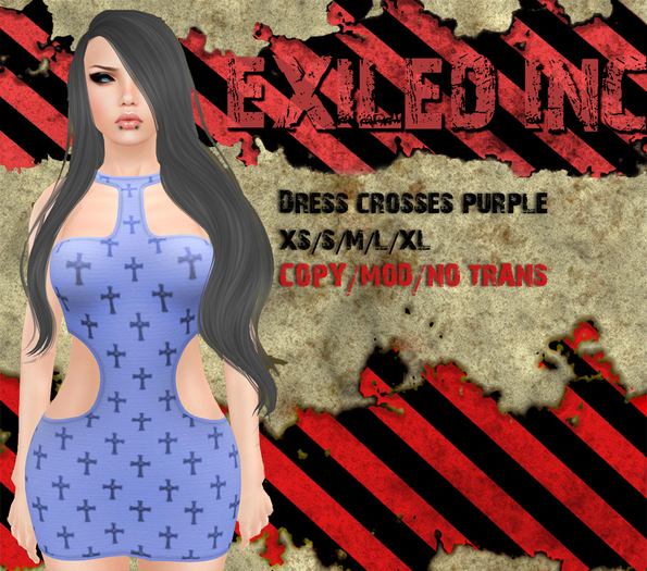 [Exiled Inc.] Dress Crosses Purple mesh