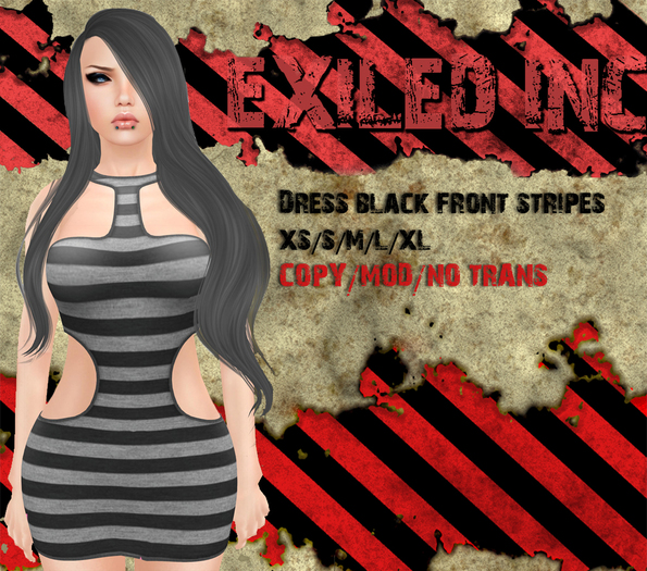 [Exiled Inc.] Dress Black Stripes mesh