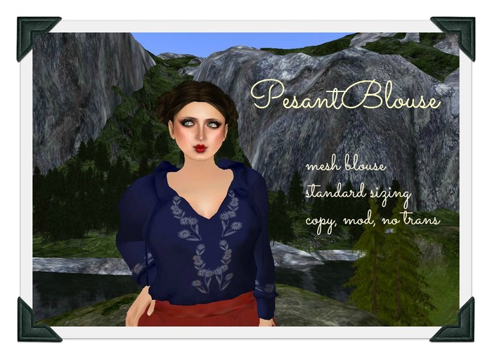 MS PEASANT BLOUSE blue boxed