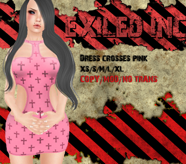 [Exiled Inc.] Dress Crosses Pink mesh