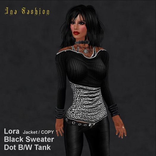 Ina Fashion - Lora Sweater Black Dot