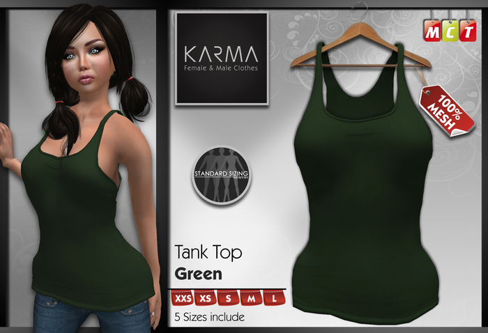 Karma - Débardeur Mesh Vert - 5 Tailles incluses