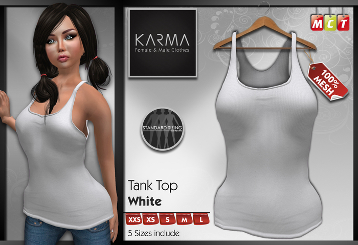 Karma - Débardeur Mesh Blanc - 5 Tailles incluses