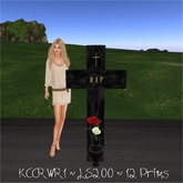 KCCRWR1 RIP Cross Red & White Rose Vase (Rezz Me)
