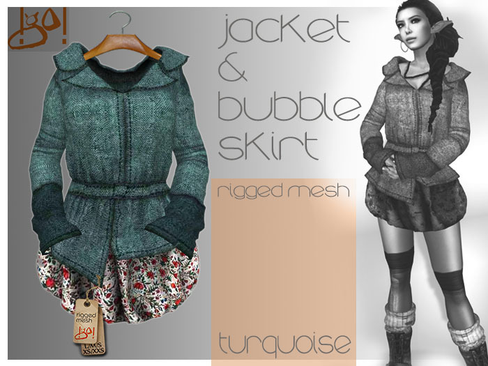 !gO! jacket and bubble skirt -turquoise-