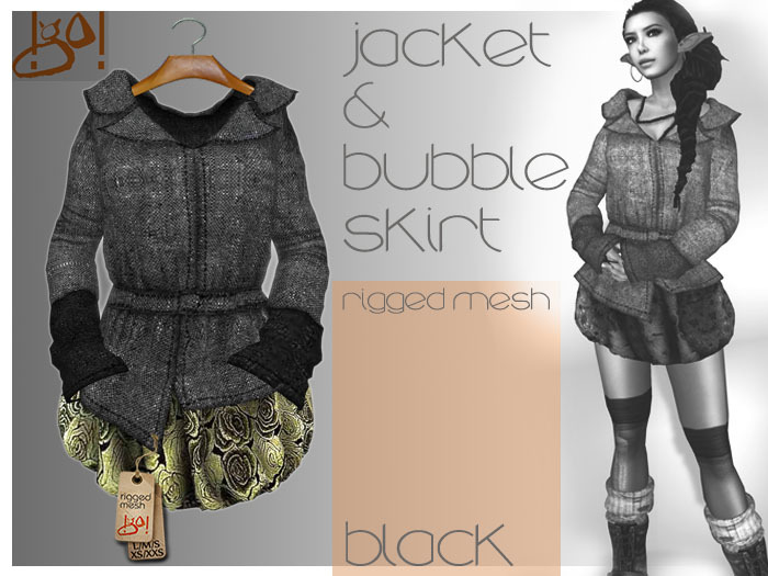 !gO! jacket and bubble skirt -black-