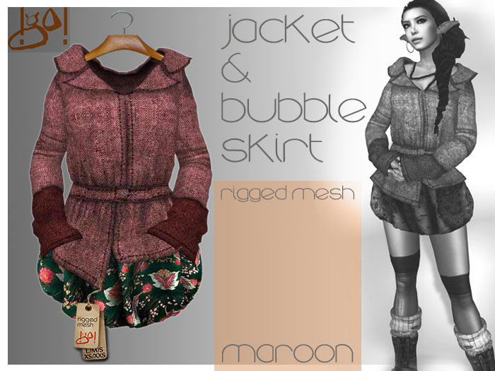 !gO! jacket and bubble skirt -maroon-