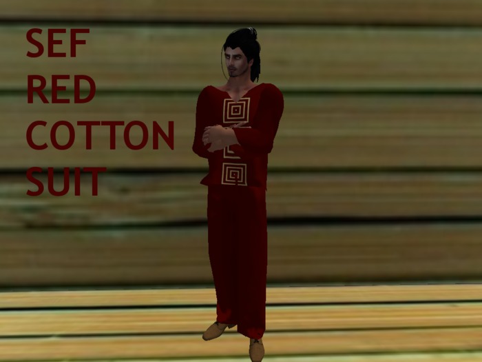SEF MEN'S RED COTTON SUIT