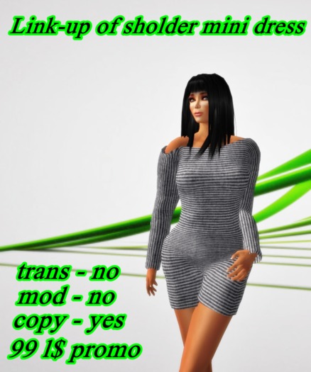 Link-up Mesh_Off Shoulder Mini Slim Dress