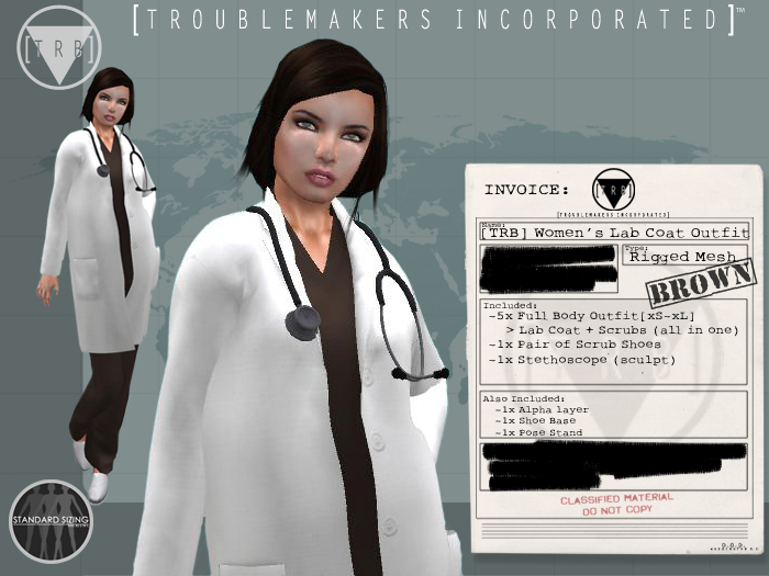 [TRB] Women's Lab Coat: Brown