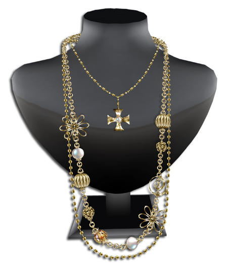 ((Crystal Line))Royal Necklace-GOLD