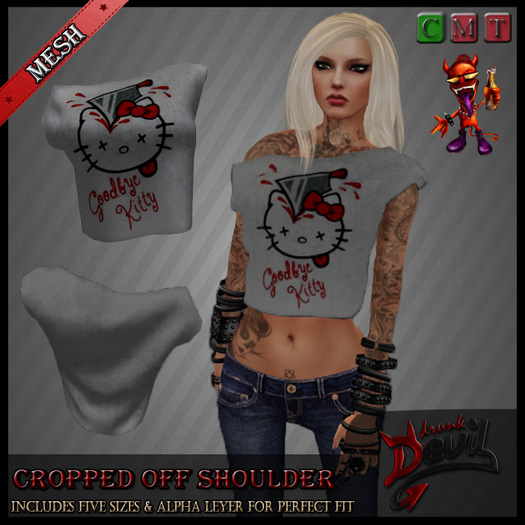 ..::Drunk Devil ::..~Goodbye Kitty~MESH Cropped off Shoulder