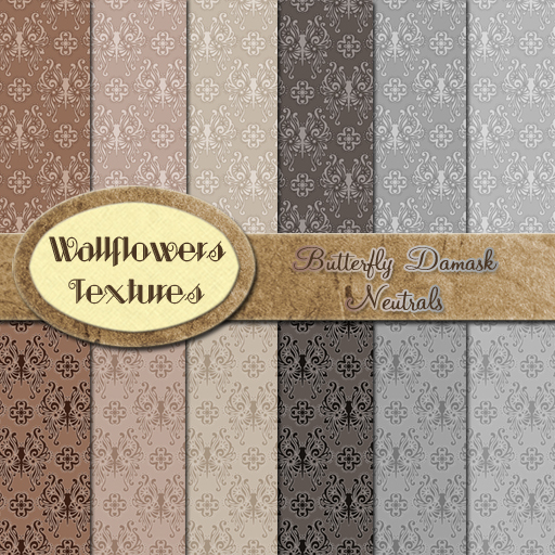 *Wallflowers* Neutral Butterfly Damask