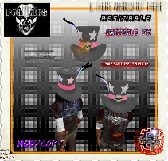 Mesh Star and Skull Top Hat