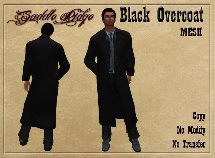 Saddle Ridge Black Overcoat- Mesh