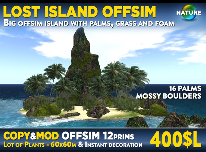 Second Life Marketplace LOST ISLAND Real offsim island 12 prims MOD