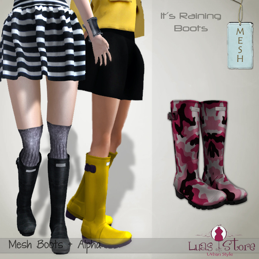 Luas Urban Style - Its Raining Boots Pink Camo - Mesh