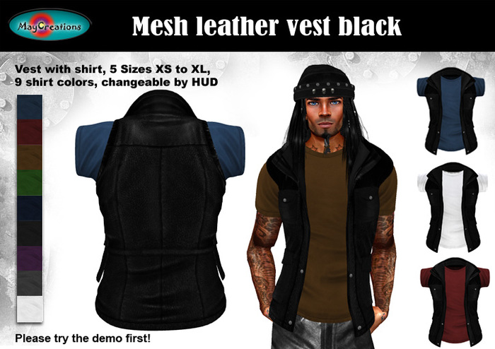 MayCreations mesh leather vest black
