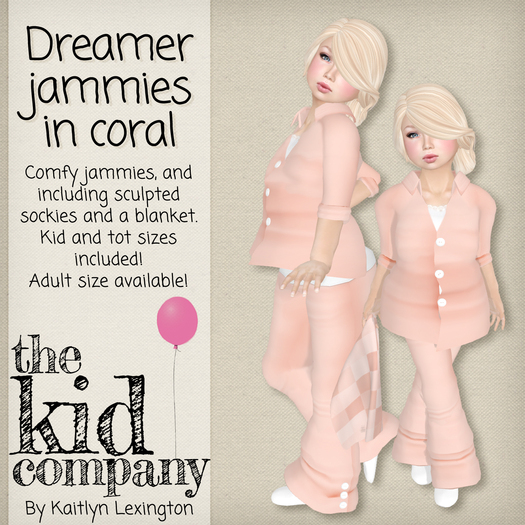 the kid company; dreamer jammies - coral.