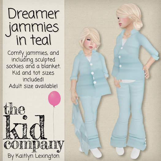 the kid company; dreamer jammies - teal.