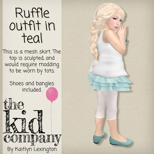 the kid company; ruffle - teal.