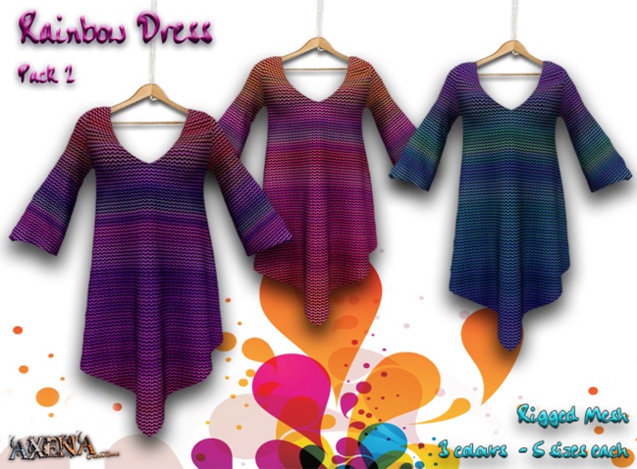 [A] 3 Rainbow Dresses {Mesh} Pack 2 
