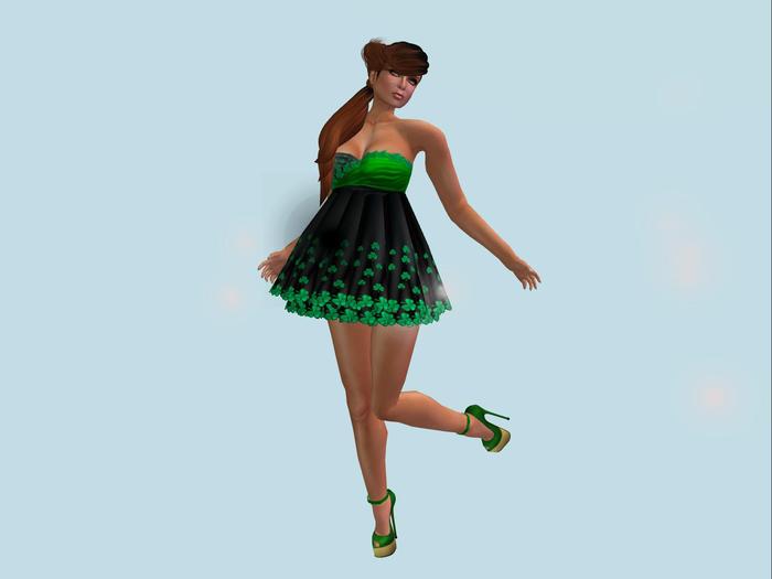 Zennya's Closet Green Clover Babydoll Dress