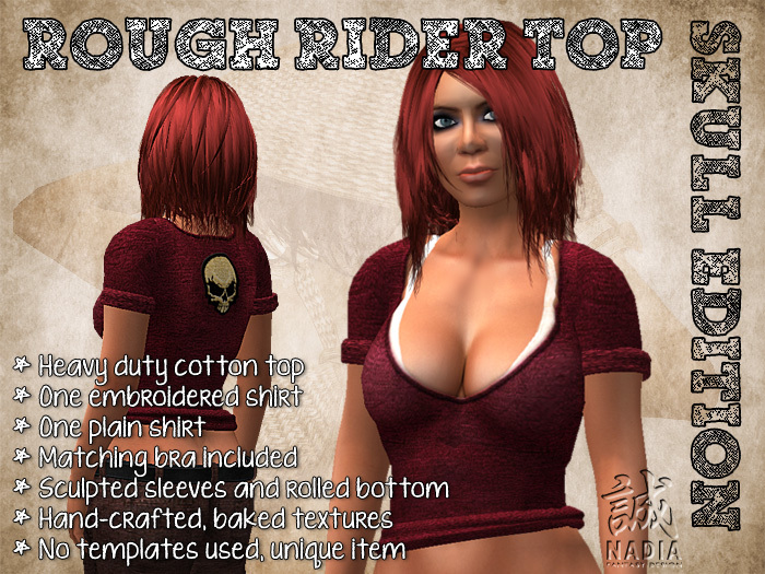 Rough Rider Top Red Skull Edition - Heavy duty embroidered demin top