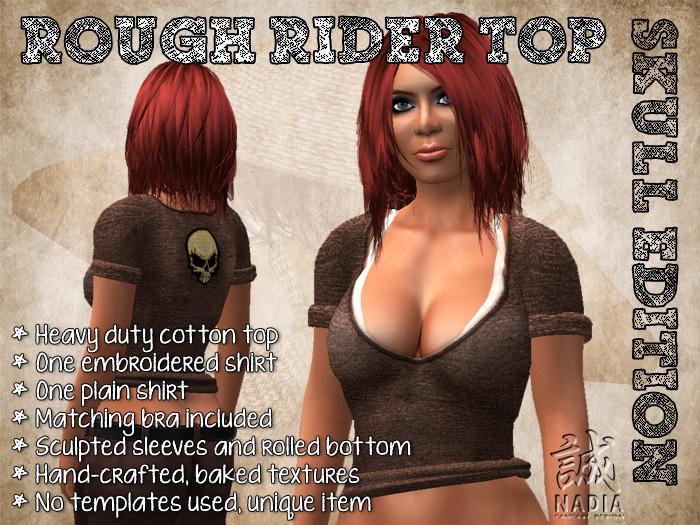 Rough Rider Top Tan Skull Edition - Heavy duty embroidered demin top