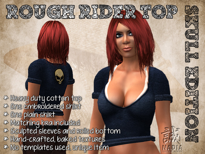 Rough Rider Top Blue Skull Edition - Heavy duty embroidered demin top