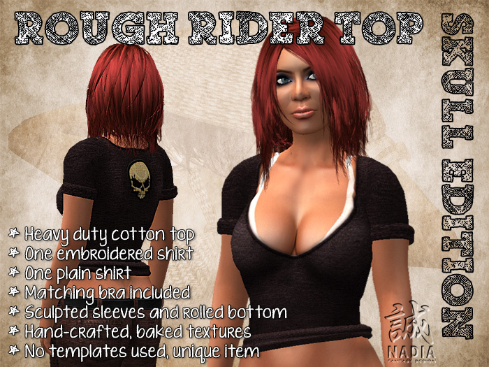 Rough Rider Top Brown Skull Edition - Heavy duty embroidered demin top