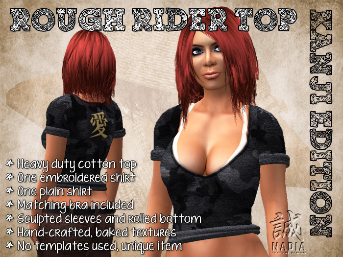 Rough Rider Top Camo Kanji Edition - Heavy duty embroidered demin top