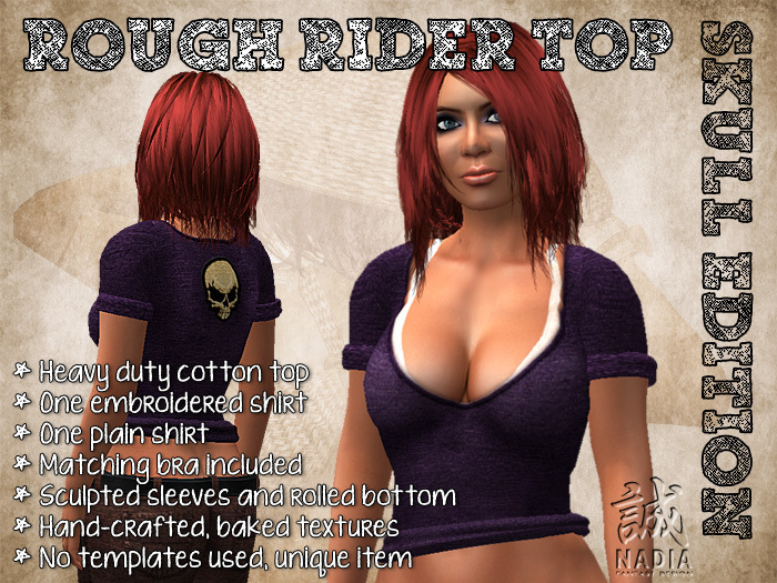 Rough Rider Top Purple Skull Edition - Heavy duty embroidered demin top