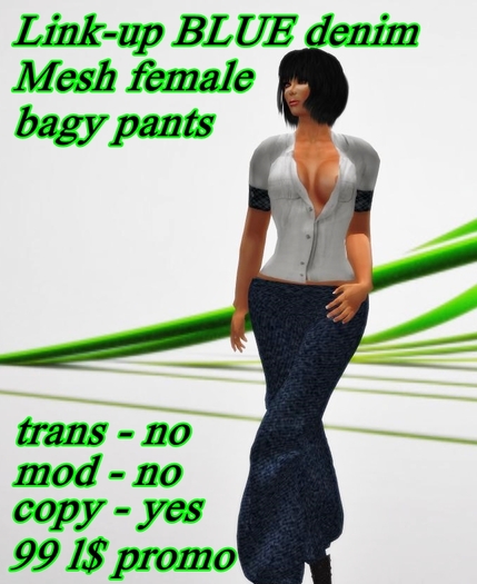 Link-up _Mesh DENIM blue felame pants