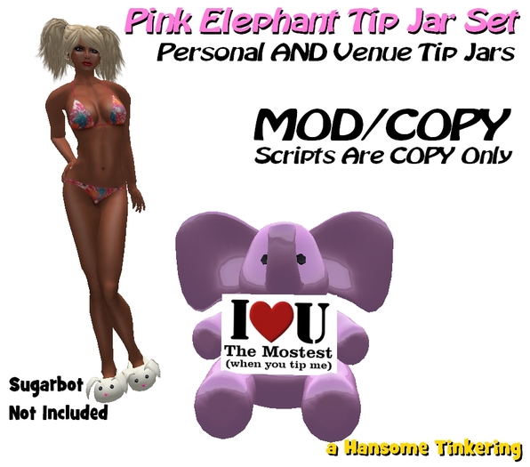 Pink Elephant Tip Jar Set