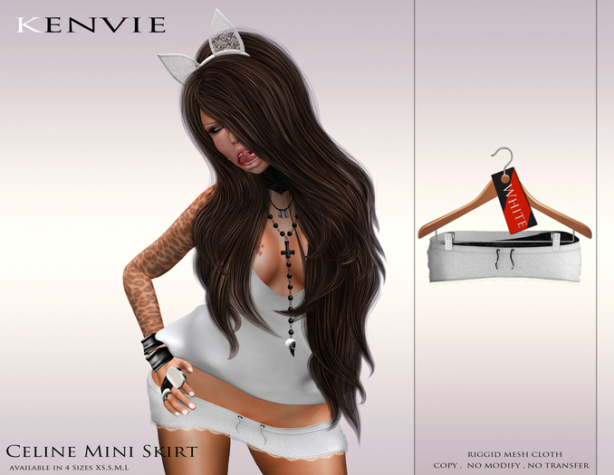 KENVIE . mesh Celine Mini Skirt White