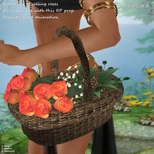 ~Soedara~ Peach Roses in Basket Arm