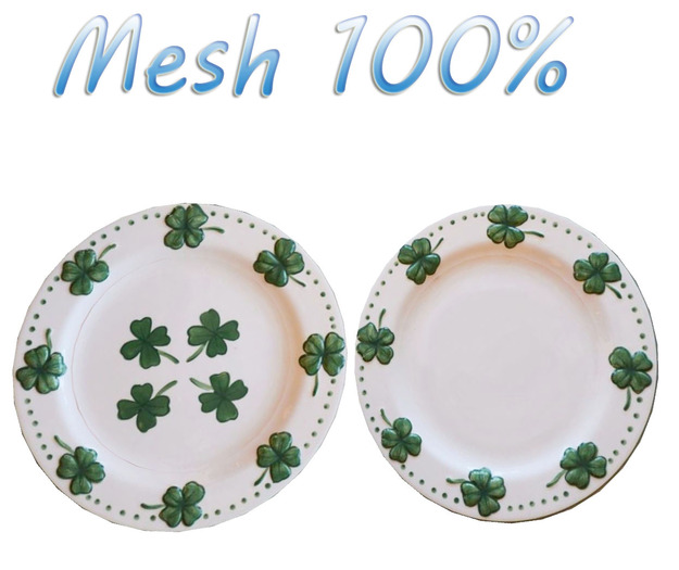 T-3D Creations [ Shamrock Plate ] MESH - Full Perm