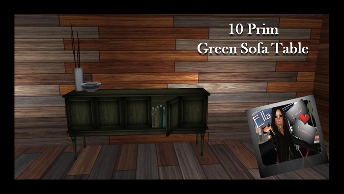 Green Sofa Table with Accessories