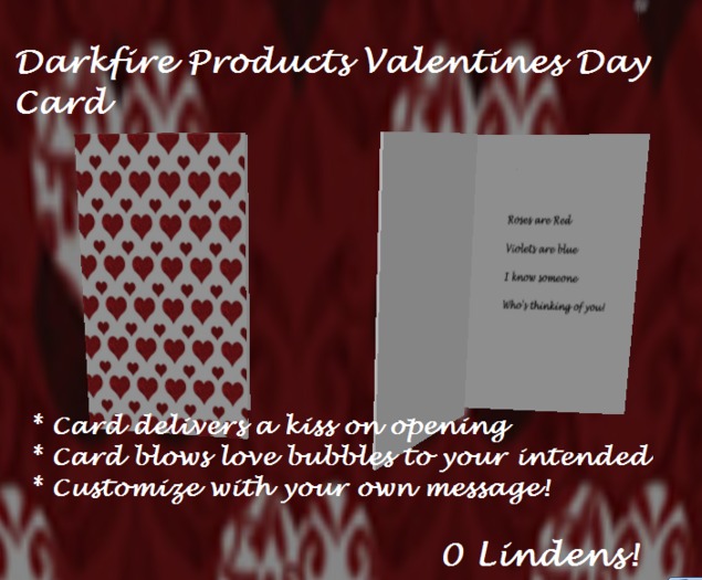 Darkfire Products Valentines Day Card