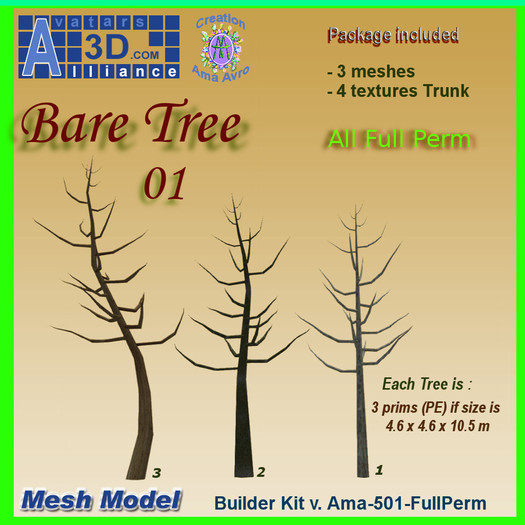 Second Life Marketplace - Bare Tree 01 (mesh) BuilderKit-501-FullPerm ...