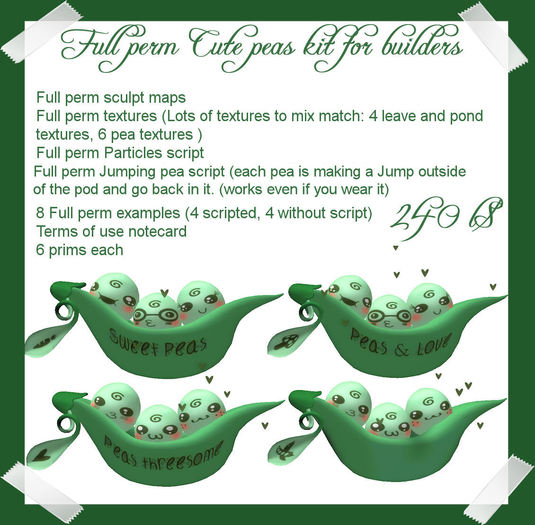 Full Perm Scripted Jumping Cute Peas kit for builders