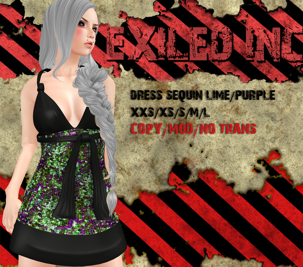 [Exiled Inc.] Dress back straps Lime & Purple mesh