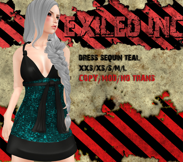 [Exiled Inc.] Dress back straps Teal Sequin box