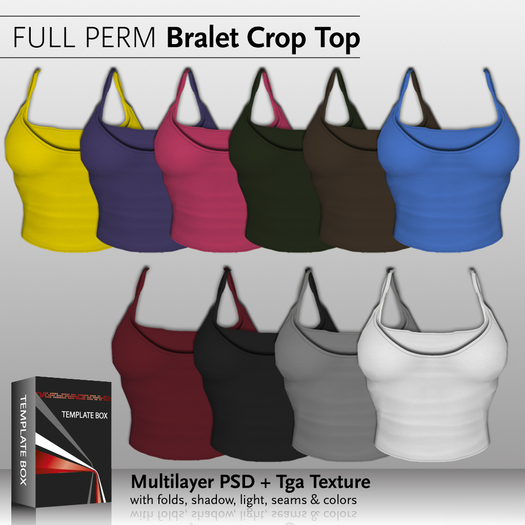 Template Box - Bralet Crop Top - PSD File