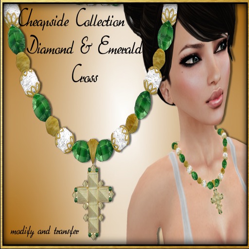 Cheapside Collection- Diamond/ Emerald Cross